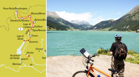 Afdalen van de Reschenpas naar het Gardameer door Zuid-Tirol